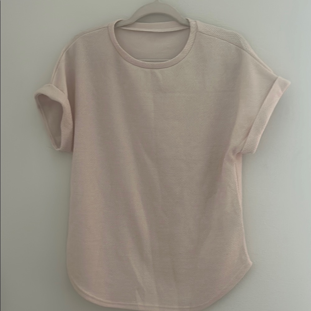 SHEIN Tan Cuffed Sleeve Relaxed T-Shirt